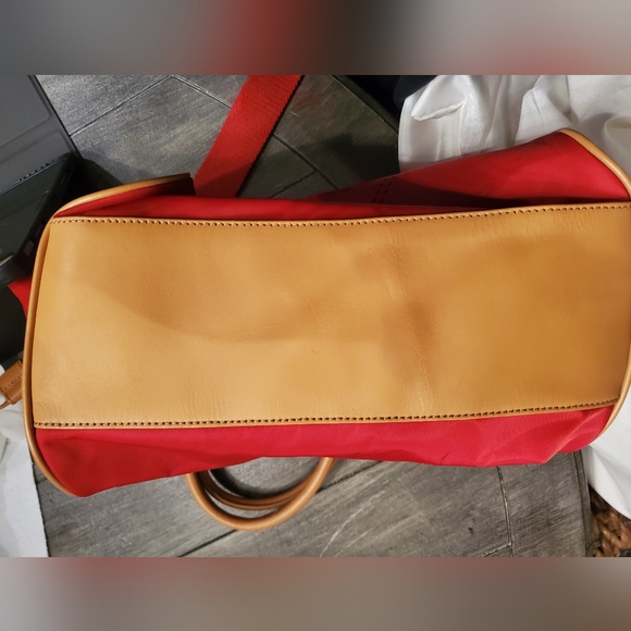 Tory Burch Red Crossbody Drawstring Nylon Tote - Picture 3 of 11